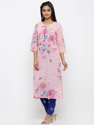 Pink printed cotton kurtas-and-kurtis 2