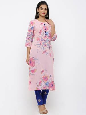Pink printed cotton kurtas-and-kurtis 3