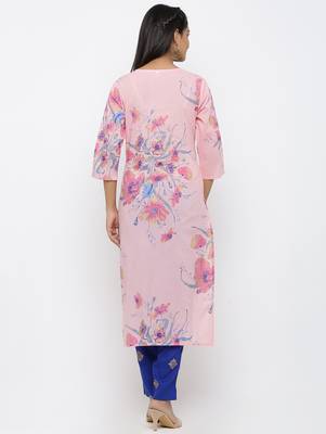 Pink printed cotton kurtas-and-kurtis 5