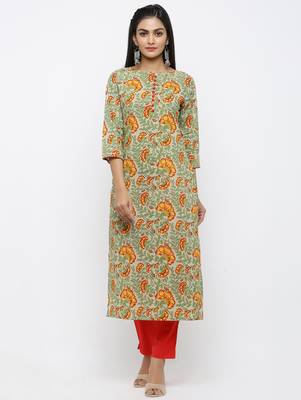 Green printed cotton kurtas-and-kurtis 1