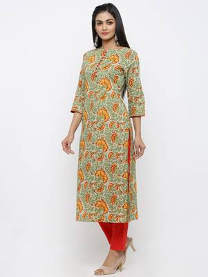 Green printed cotton kurtas-and-kurtis 2