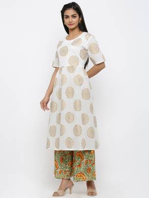 Off white printed cotton kurtas-and-kurtis 2