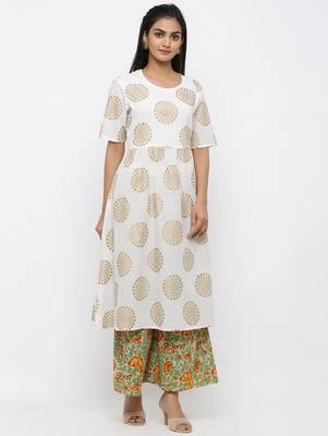 Off white printed cotton kurtas-and-kurtis 3