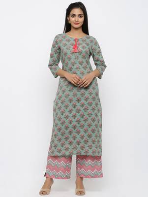 Green printed cotton kurtas-and-kurtis 1