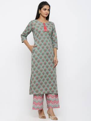 Green printed cotton kurtas-and-kurtis 4