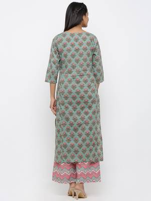Green printed cotton kurtas-and-kurtis 5