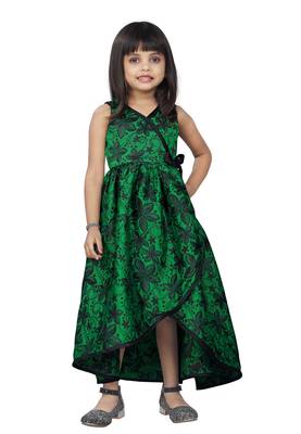 Kids Long Designer Green Frock Dress  1