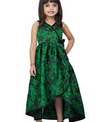 Kids Long Designer Green Frock Dress 