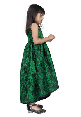 Kids Long Designer Green Frock Dress  2
