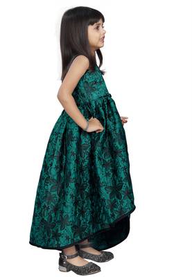 Kids Long Designer Green Frock Dress  4