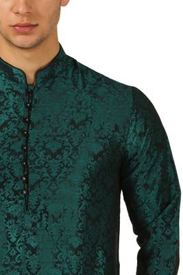 Green plain silk dhoti-kurta 4
