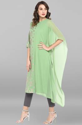 Gold printed crepe kurta 3