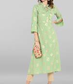 Gold printed crepe kurta