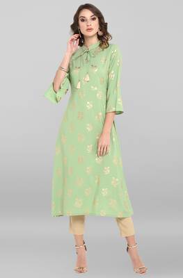 Gold printed crepe kurta 2