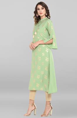 Gold printed crepe kurta 3