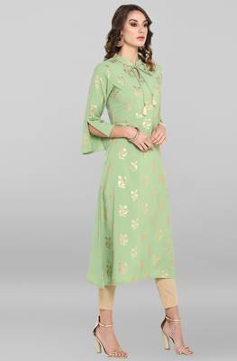 Gold printed crepe kurta 4
