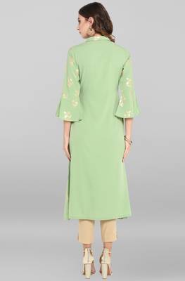 Gold printed crepe kurta 5