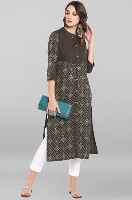Janasya Off white printed crepe kurta 2