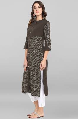 Janasya Off white printed crepe kurta 3