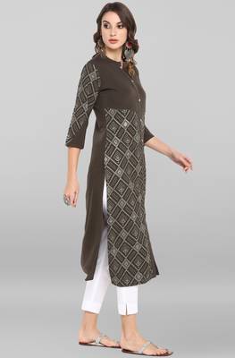 Janasya Off white printed crepe kurta 4