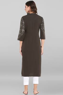 Janasya Off white printed crepe kurta 5