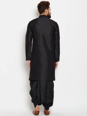 Black plain polyester dhoti-kurta 2