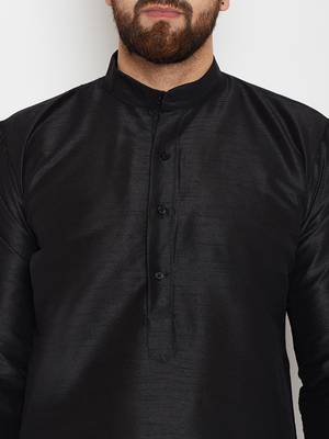 Black plain polyester dhoti-kurta 3