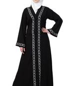 MRC Women Black Front Open Embroidery Abaya