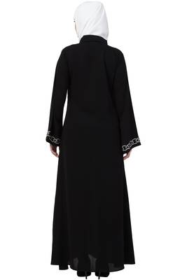 MRC Women Black Front Open Embroidery Abaya 2