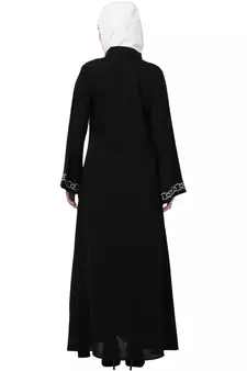 MRC Women Black Front Open Embroidery Abaya
