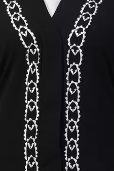 MRC Women Black Front Open Embroidery Abaya