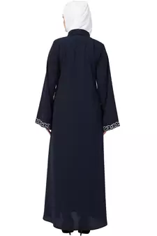 MRC Women Navy blue Front open embroidery abaya