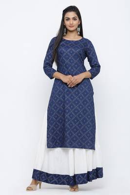 Blue printed rayon kurta-sets 1
