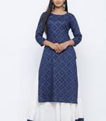 Blue printed rayon kurta-sets