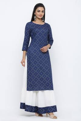 Blue printed rayon kurta-sets 3