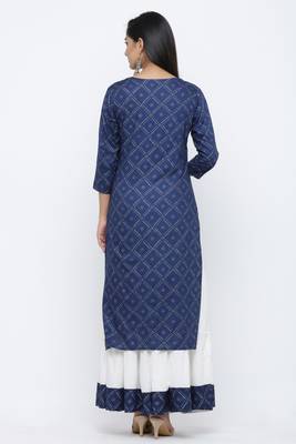 Blue printed rayon kurta-sets 5