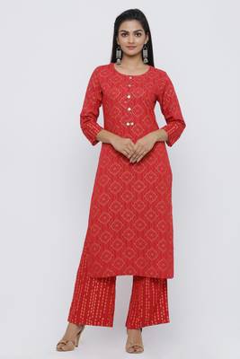 Red printed rayon kurta-sets 1