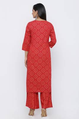 Red printed rayon kurta-sets 2