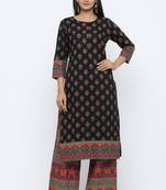 Black printed cotton kurta-sets