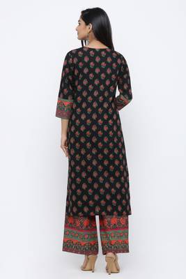 Black printed cotton kurta-sets 2