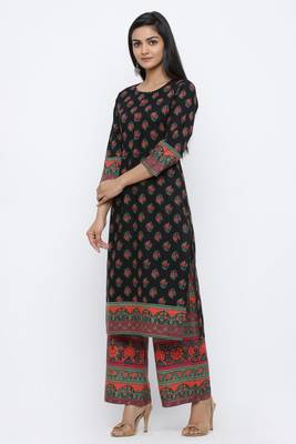 Black printed cotton kurta-sets 3