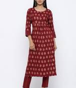 Purple printed rayon kurta-sets