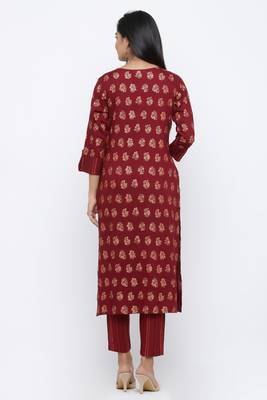 Purple printed rayon kurta-sets 2