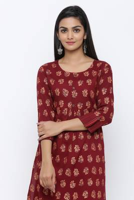 Purple printed rayon kurta-sets 5