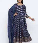 Blue printed rayon kurta-sets