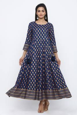 Blue printed rayon kurta-sets 3