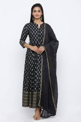 Blue printed rayon kurta-sets 1
