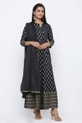 Blue printed rayon kurta-sets 3