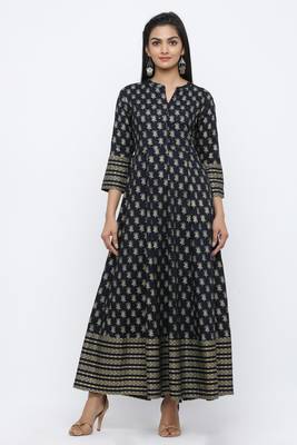 Blue printed rayon kurta-sets 4