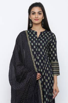 Blue printed rayon kurta-sets 5